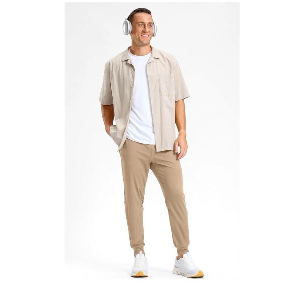 G.Gradual Jogger Pants Tan Athletic Zip Pocket Stretch Drawstring Men’s Size L